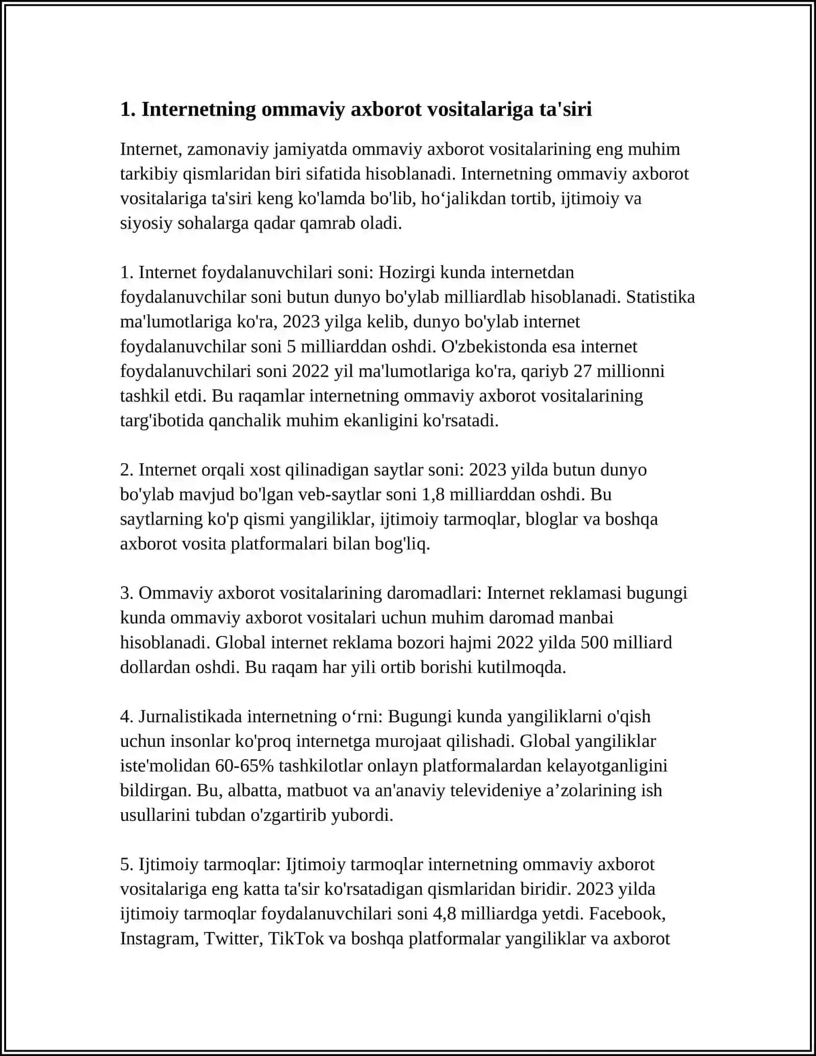MEDIA MAYDON VA INTERNET IMKONIYATLARI 3