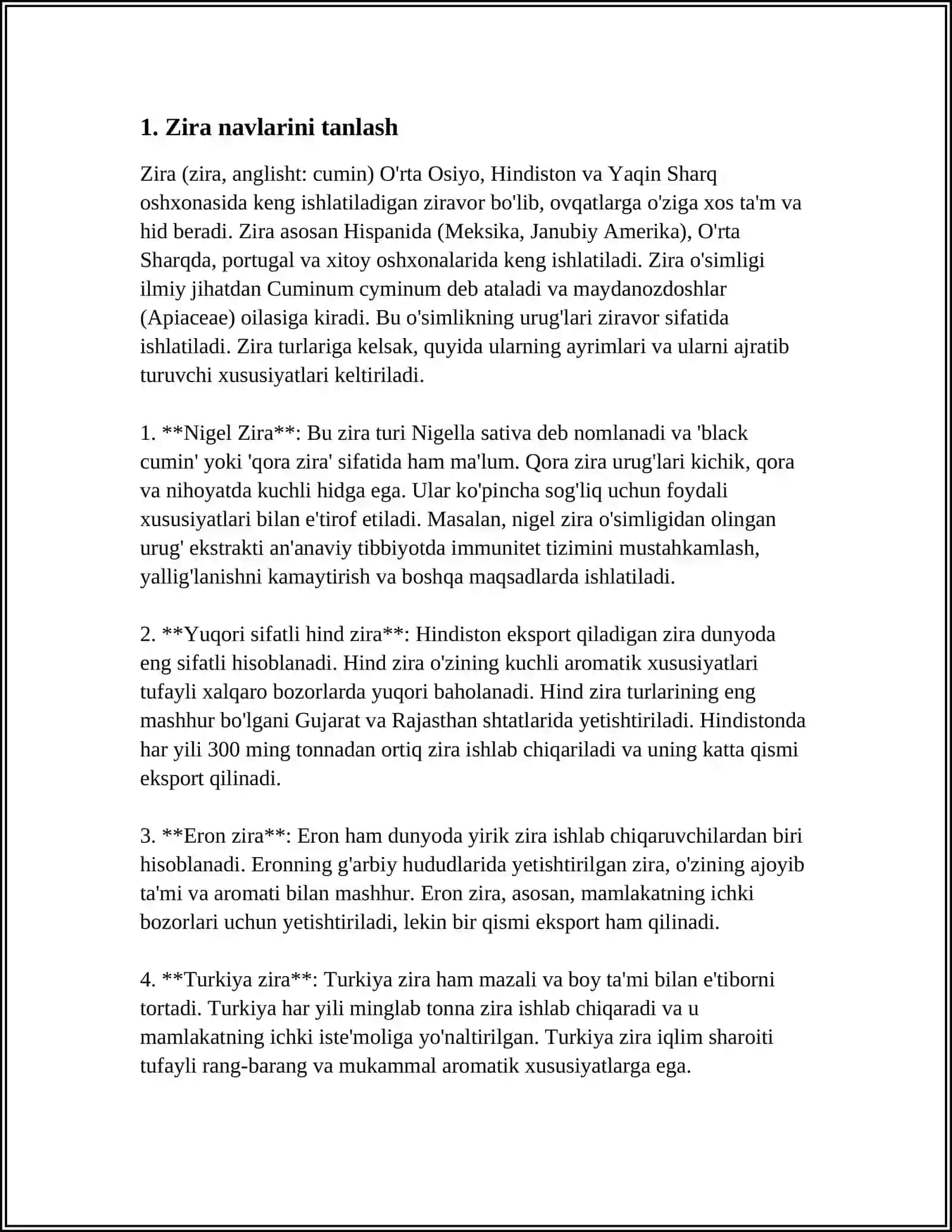 ZIRA O’SIMLIGINI YETISHTIRISH TEXNOLOGIYASI 3