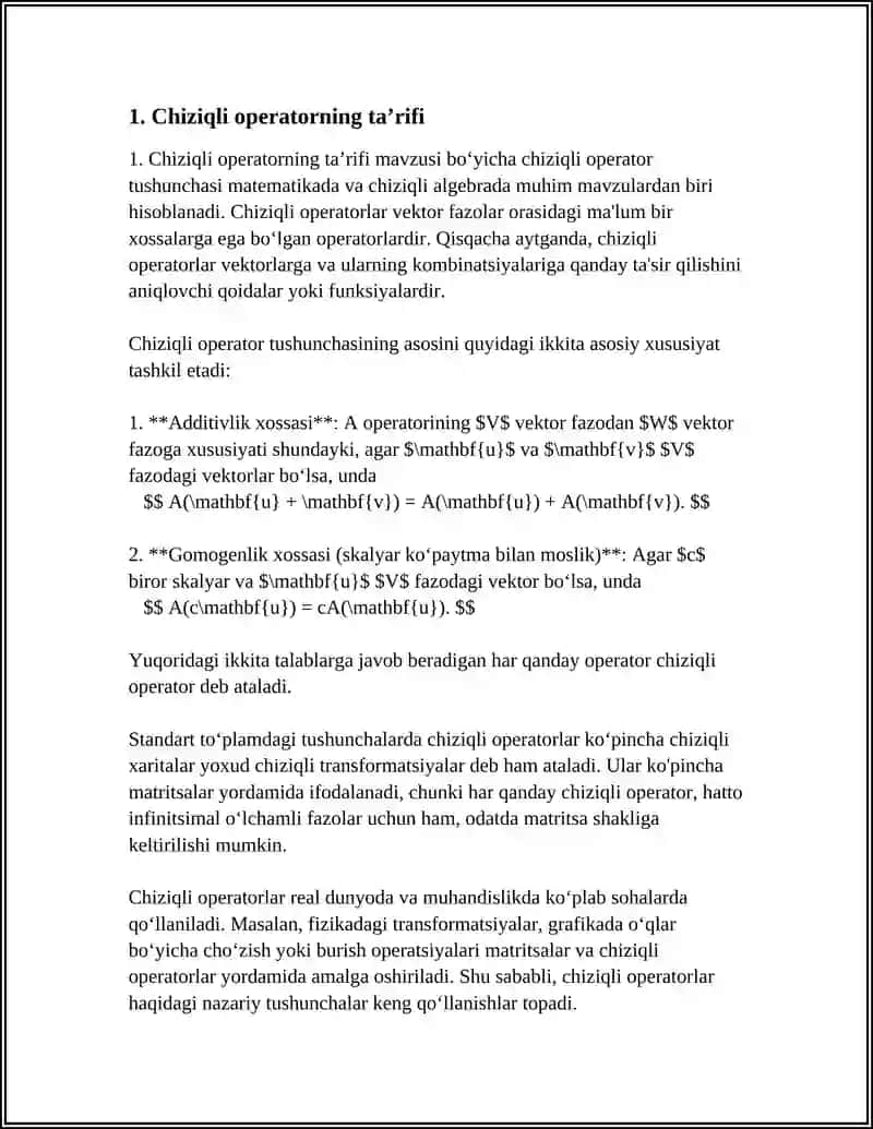 CHIZIQLI OPERATOR HAQIDA TUSHUNCHA 3