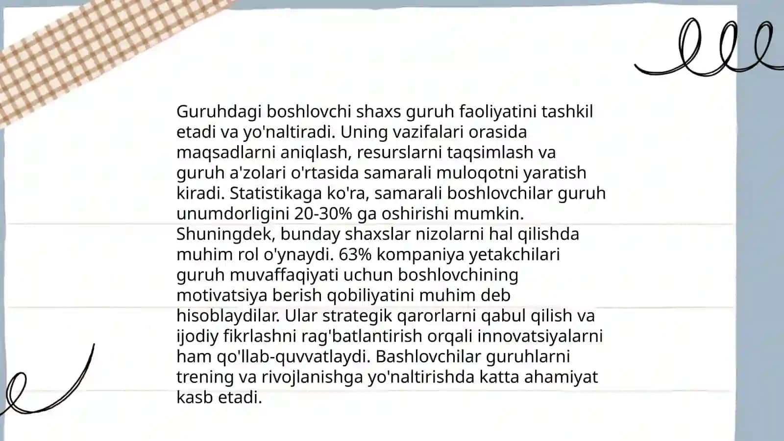Guruhdagi boshlovchi shaxsi va kvalifikatsiyasi 3