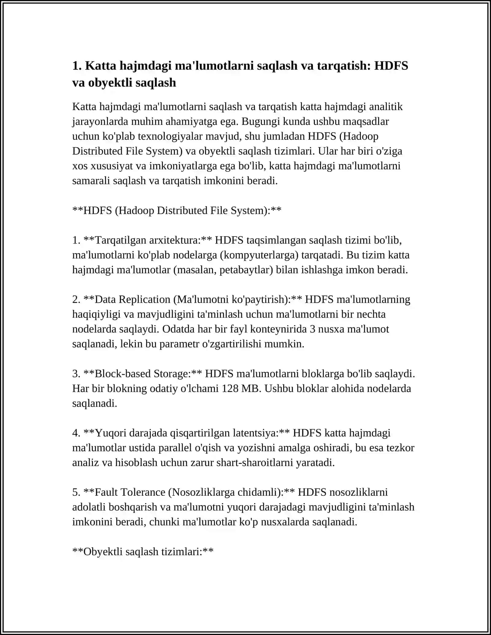 KATTA HAJMDAGI MA'LUMOTLAR BILAN ISHLASH TEXNOLOGIYALARI 3