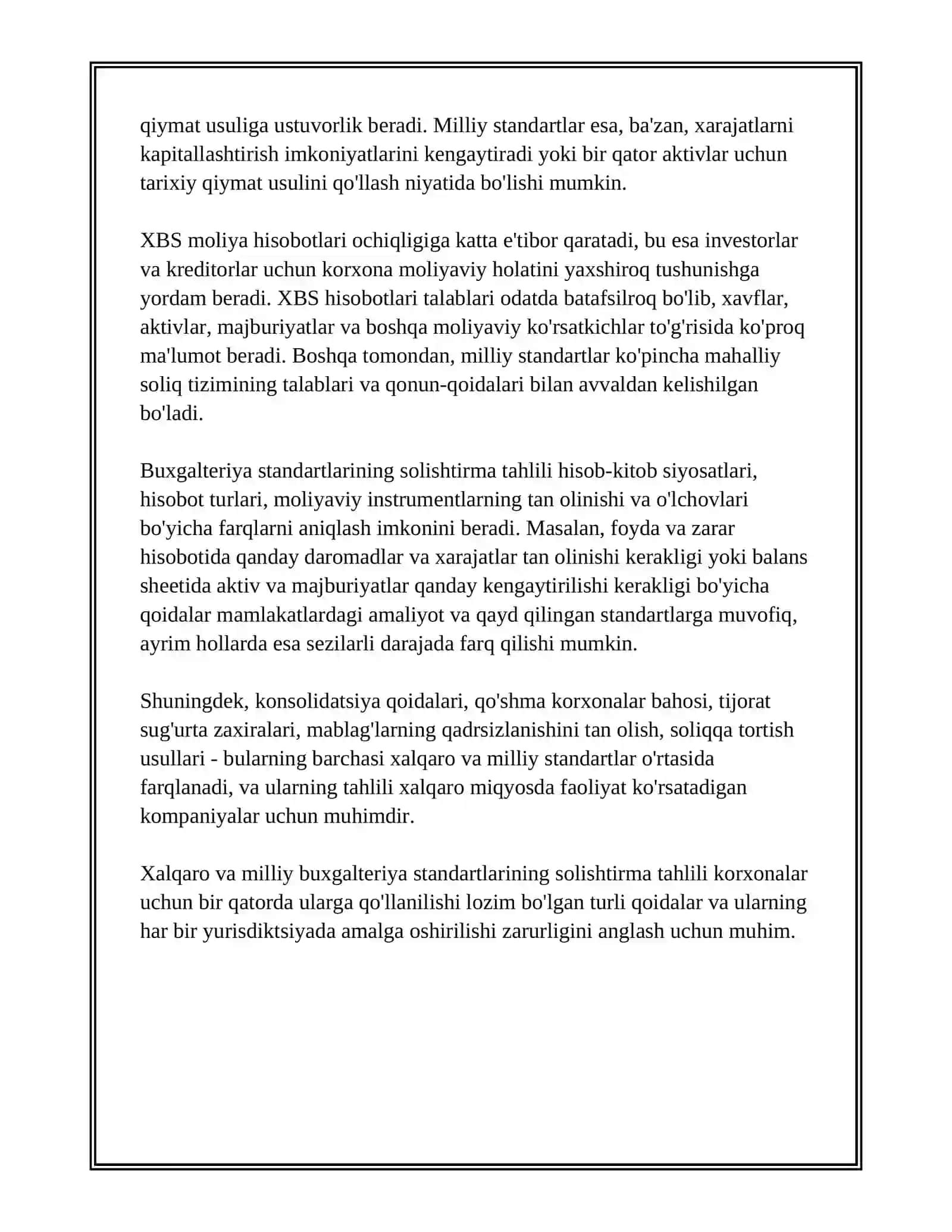 XALQARO HISOB-KITOBLARNING SOLISHTIRMA TAVSIFI 3
