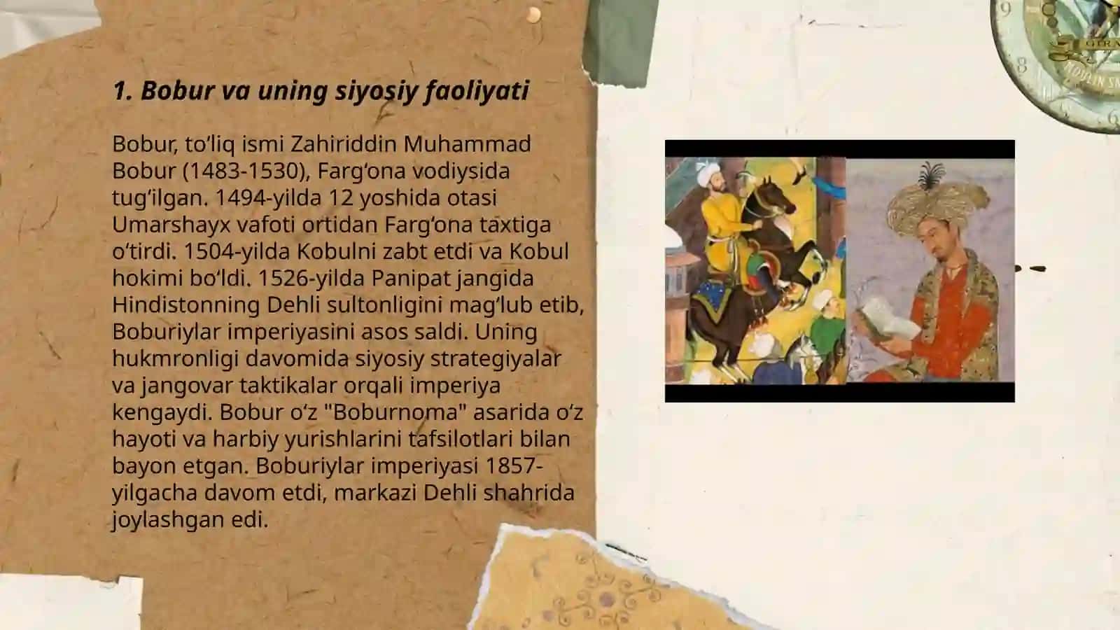 Zahiriddin Muxammad Bobur va uning siyosiy, iqtisodiy, madaniy sohalardagi faoliyati 3