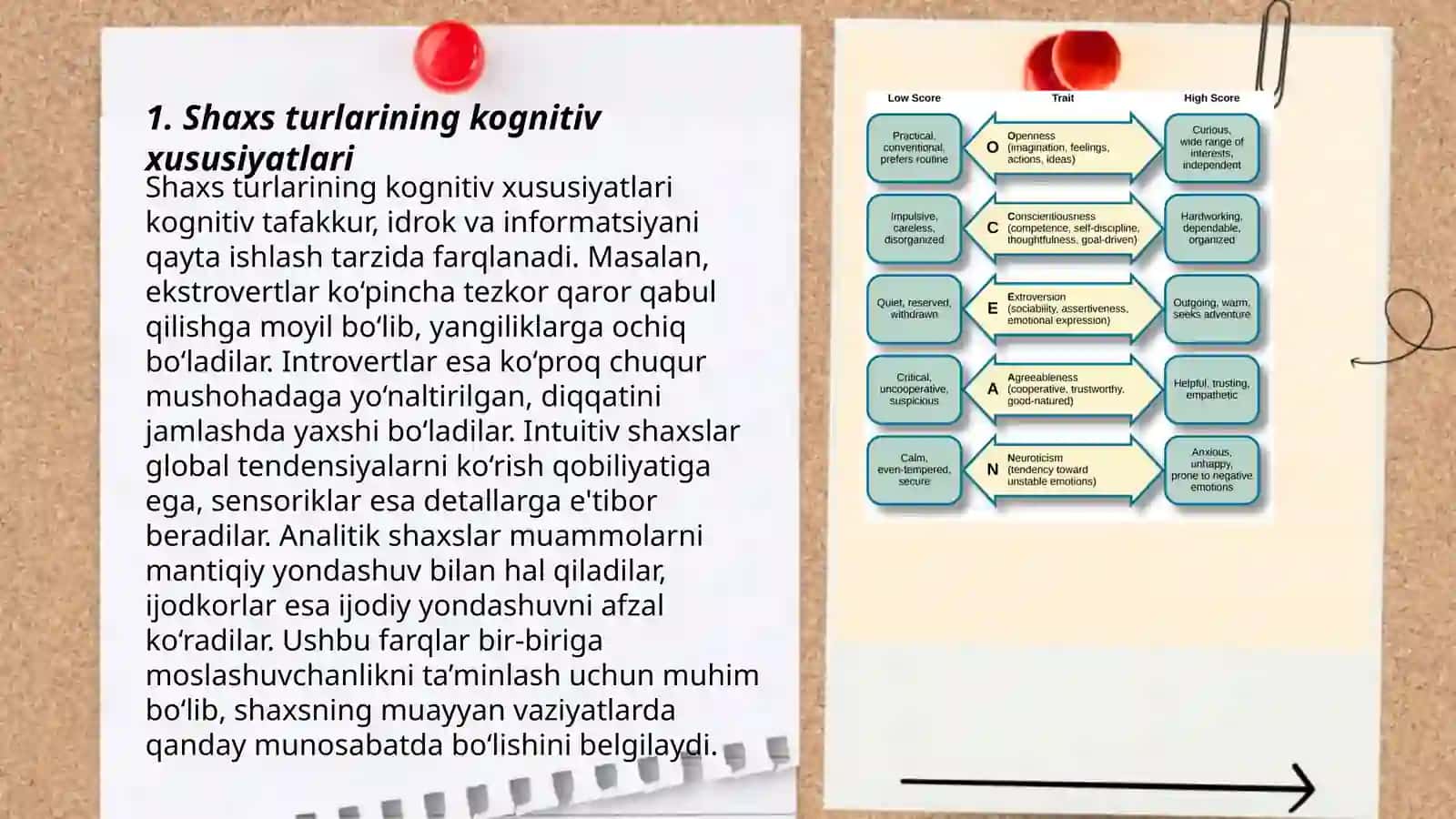Kognitiv psixologiyada shaxs tiplari 3