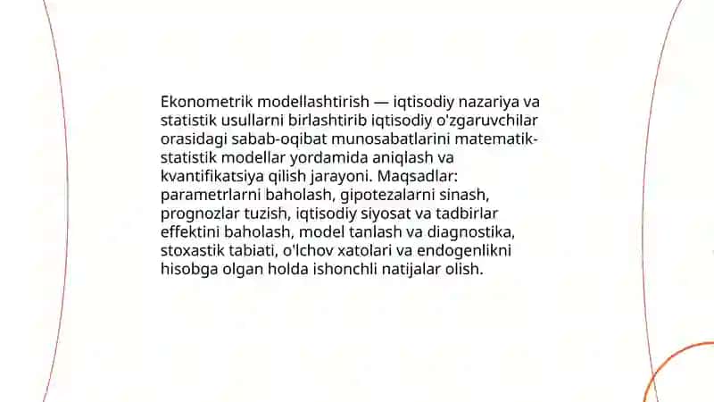 Ekonometrik modellashtirish asoslari 3