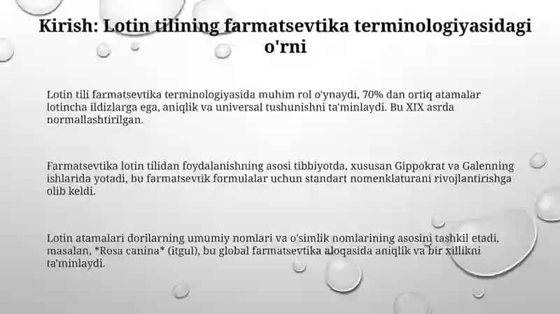 Farmatsevtik terminologiyada lotin tili 3