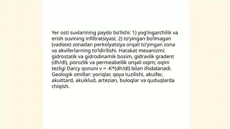 Yer osti va yer usti suvlarning geologik ishi 3