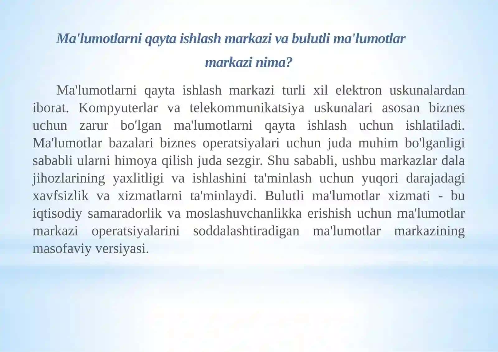 Markaziy ma’lumotlarni qayta ishlash xizmatlari 3