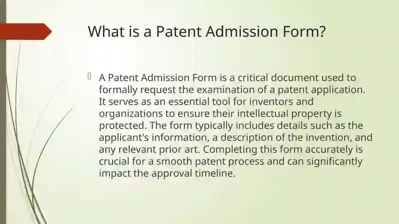 Patent Admission Form 3