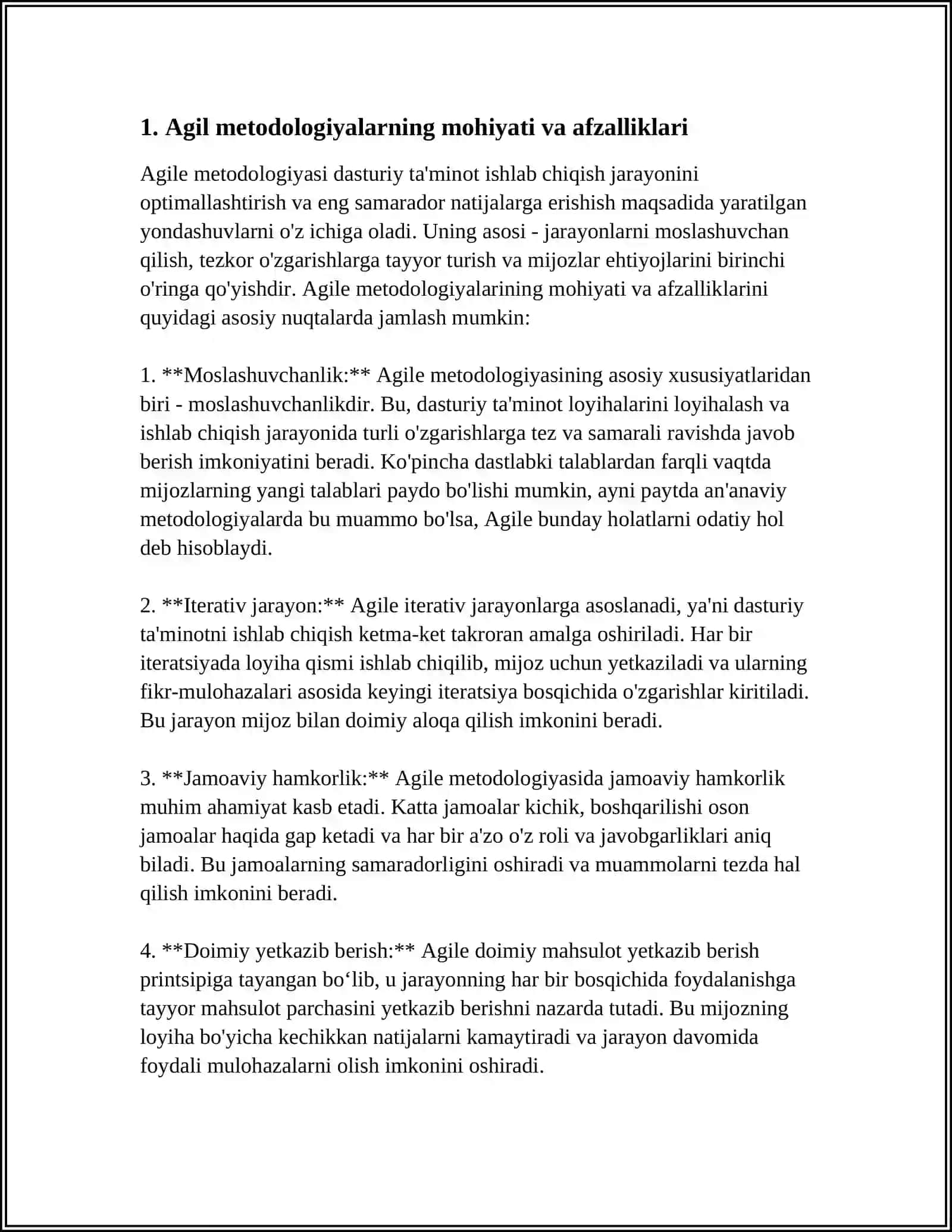 DASTURIY TA'MINOT LOYIHASINING AGIL METODOLOGIYALAR ASOSIDA BOSHQARILISHI 3