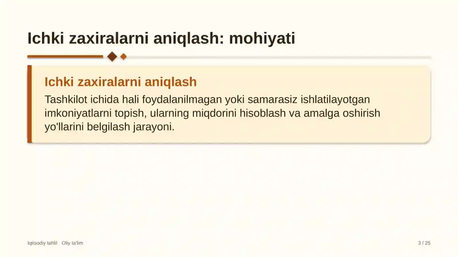 Kimyo sanoatida ichki zaxiralarni aniqlash 3