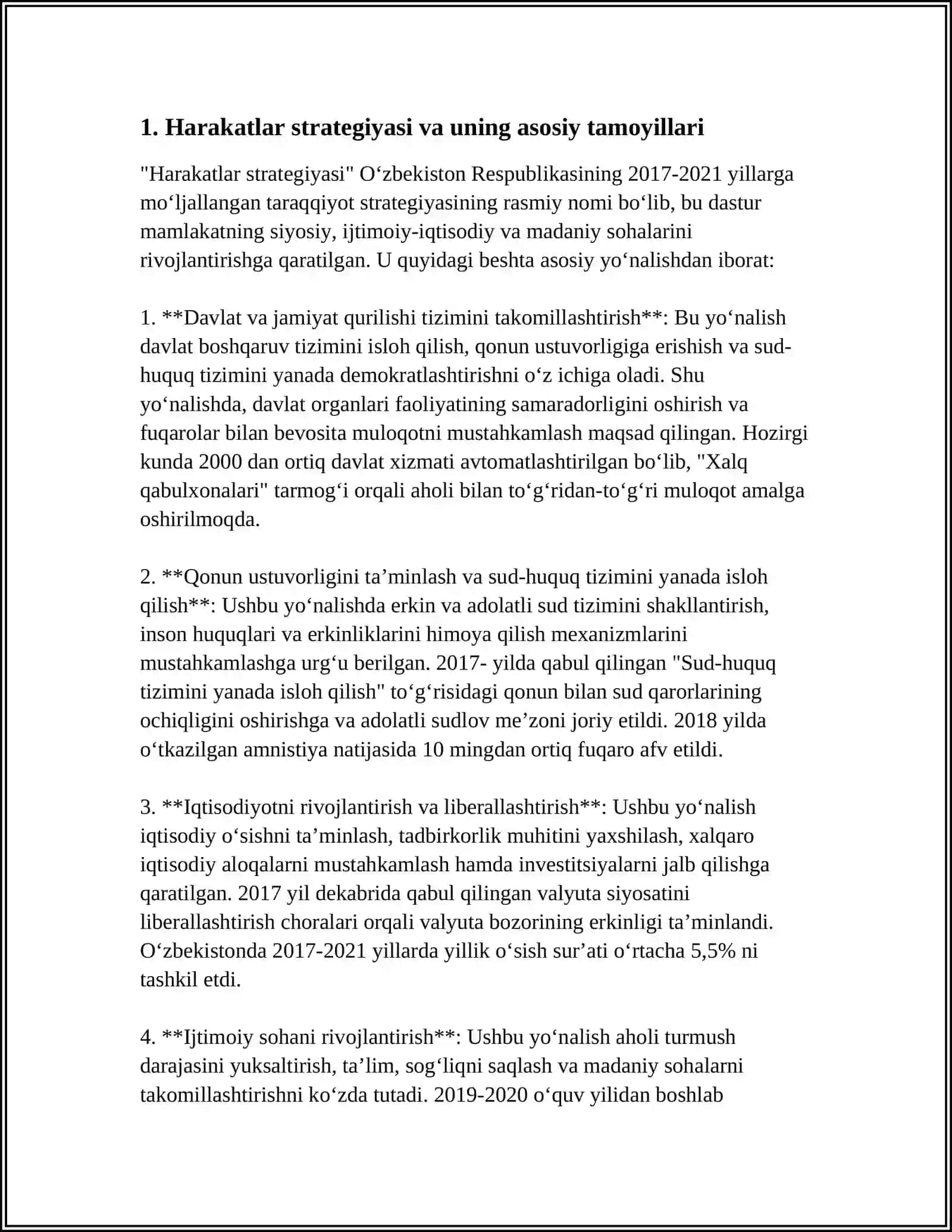HARAKATLAR STRATEGIYASI TAMOYILLARI HAQIDA 10 TA LISTDAN IBORAT REFERAT 3