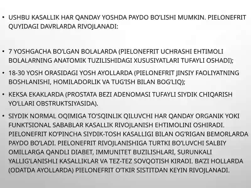 Oʻtkir va surunka li pielonefrit 3