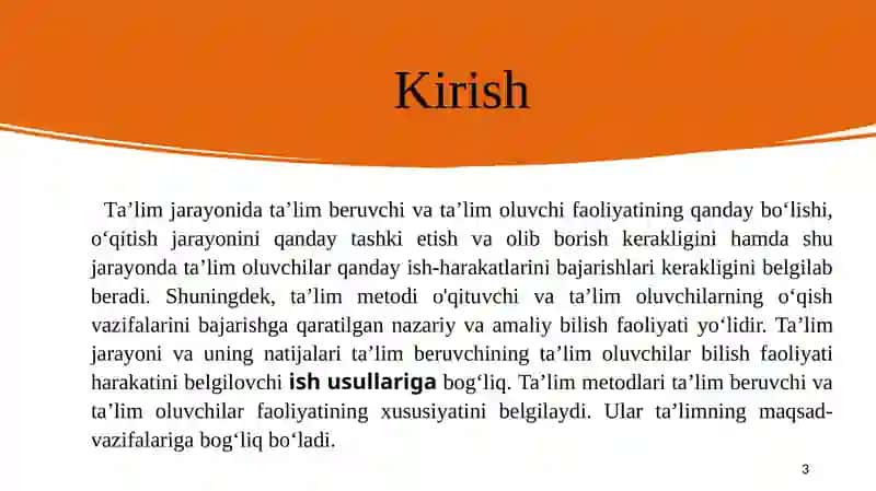 Umumiy pedagogika va psixologiyaMustaqil ish 3
