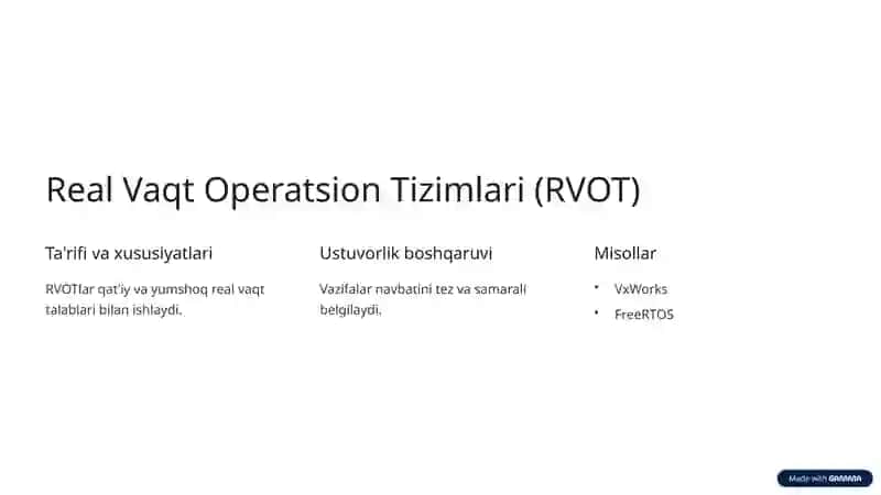 O‘rnatilgan Operatsion Tizimlar Xizmatlariga Kirish 3