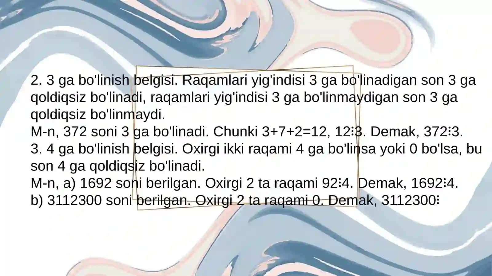 Bo‘linish alomatlari va jiddiy ma'lumot 3