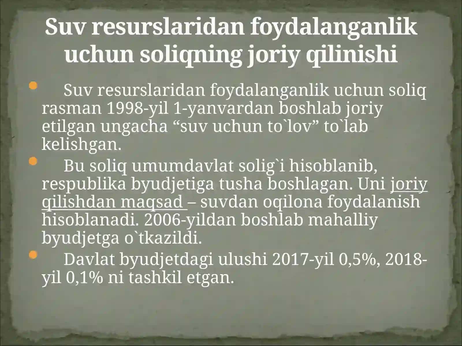 Suv resurslaridan foydalanganlik uchun soliq 3
