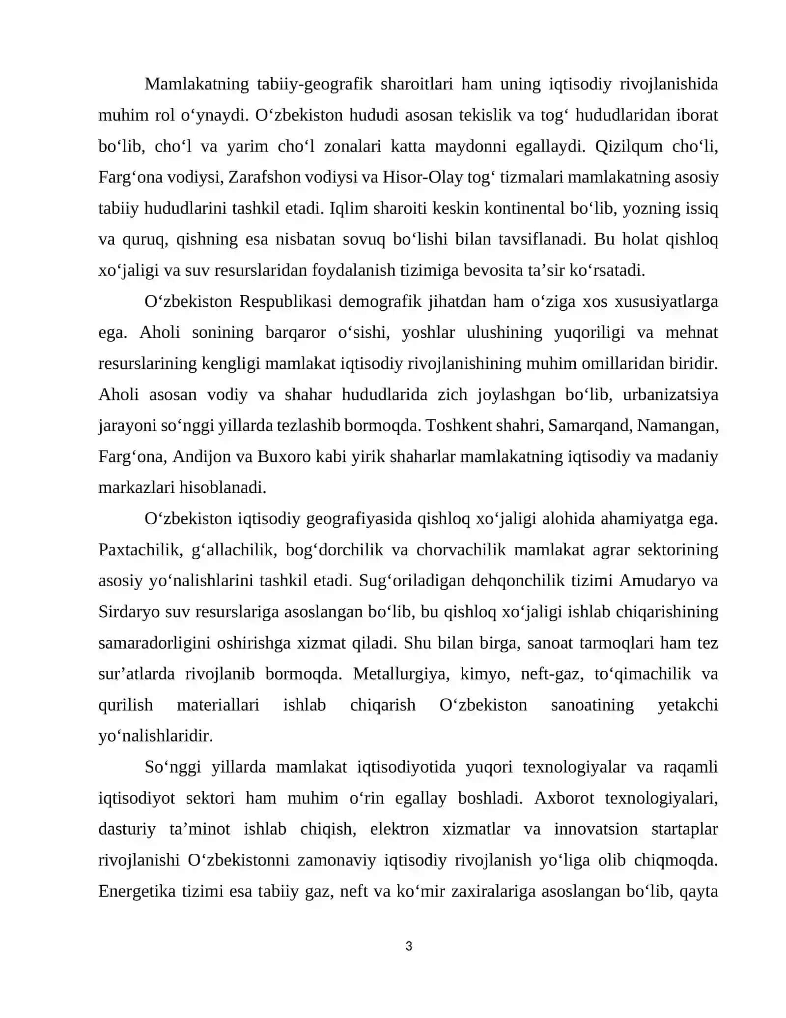 O‘zbekistonning geografik o‘rni chegarasi, maydoni 3