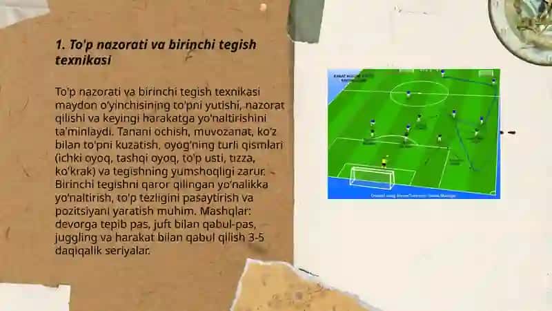 Futbolda maydon oʻynchsning texnikasi 3