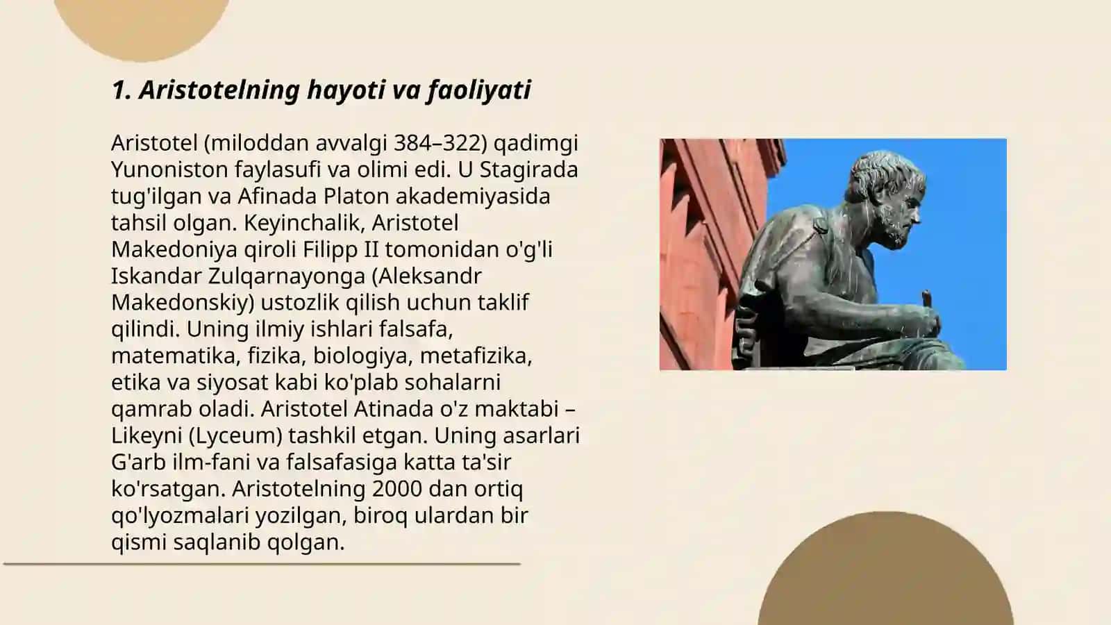 Aristotelning hayoti va faoliyati 3