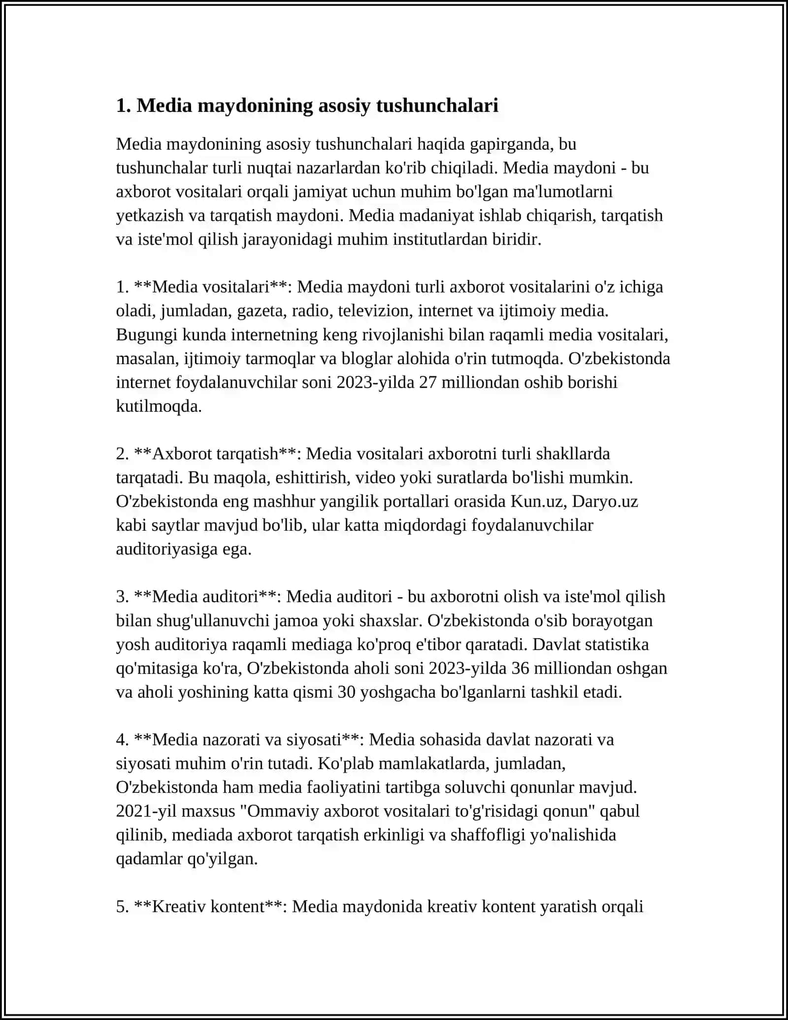 MEDIAMAYDON TUZILISHI VA AXBOROTI 3