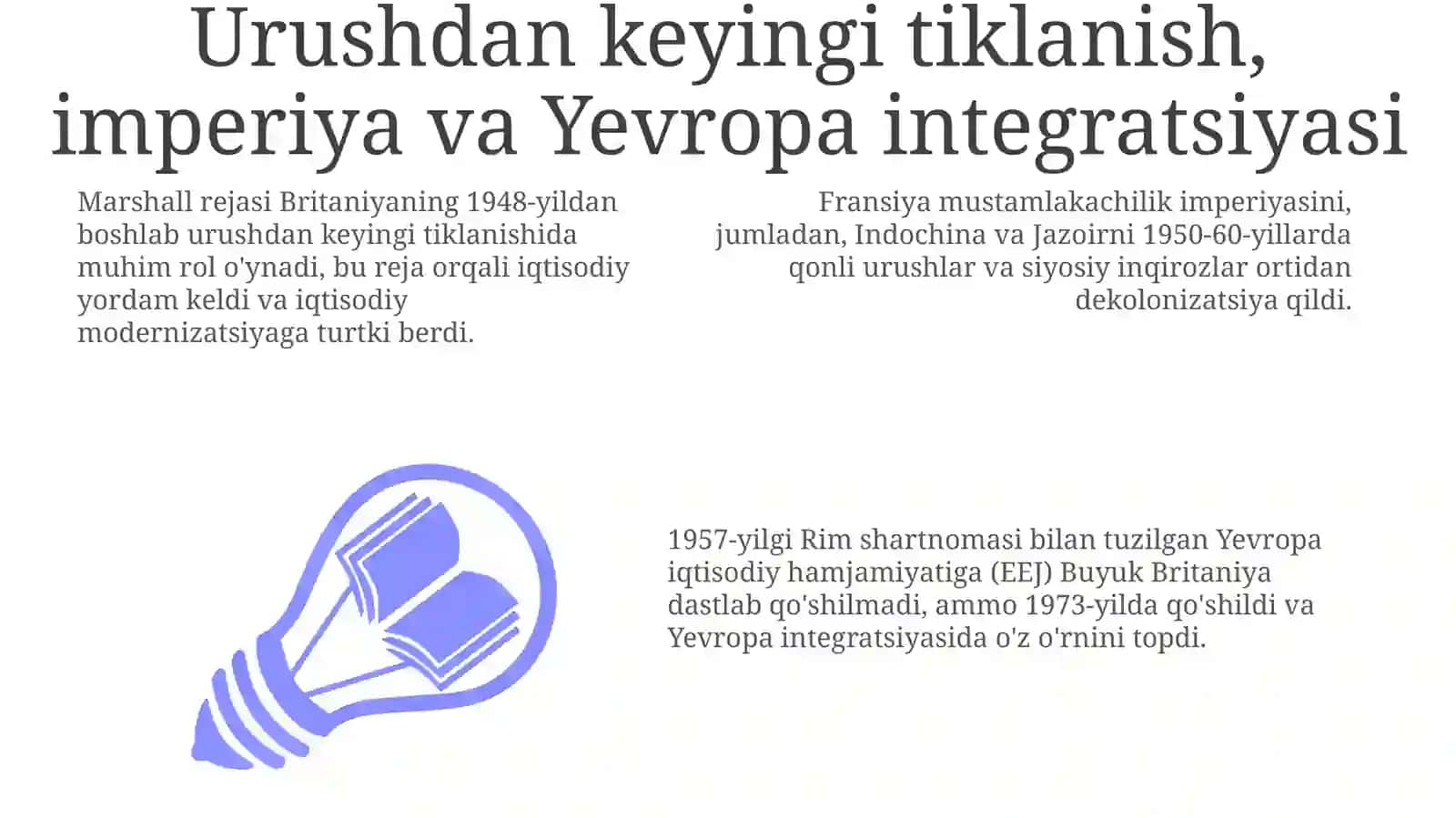 Urushdan keyingi tiklanish va dekolonizatsiya 3