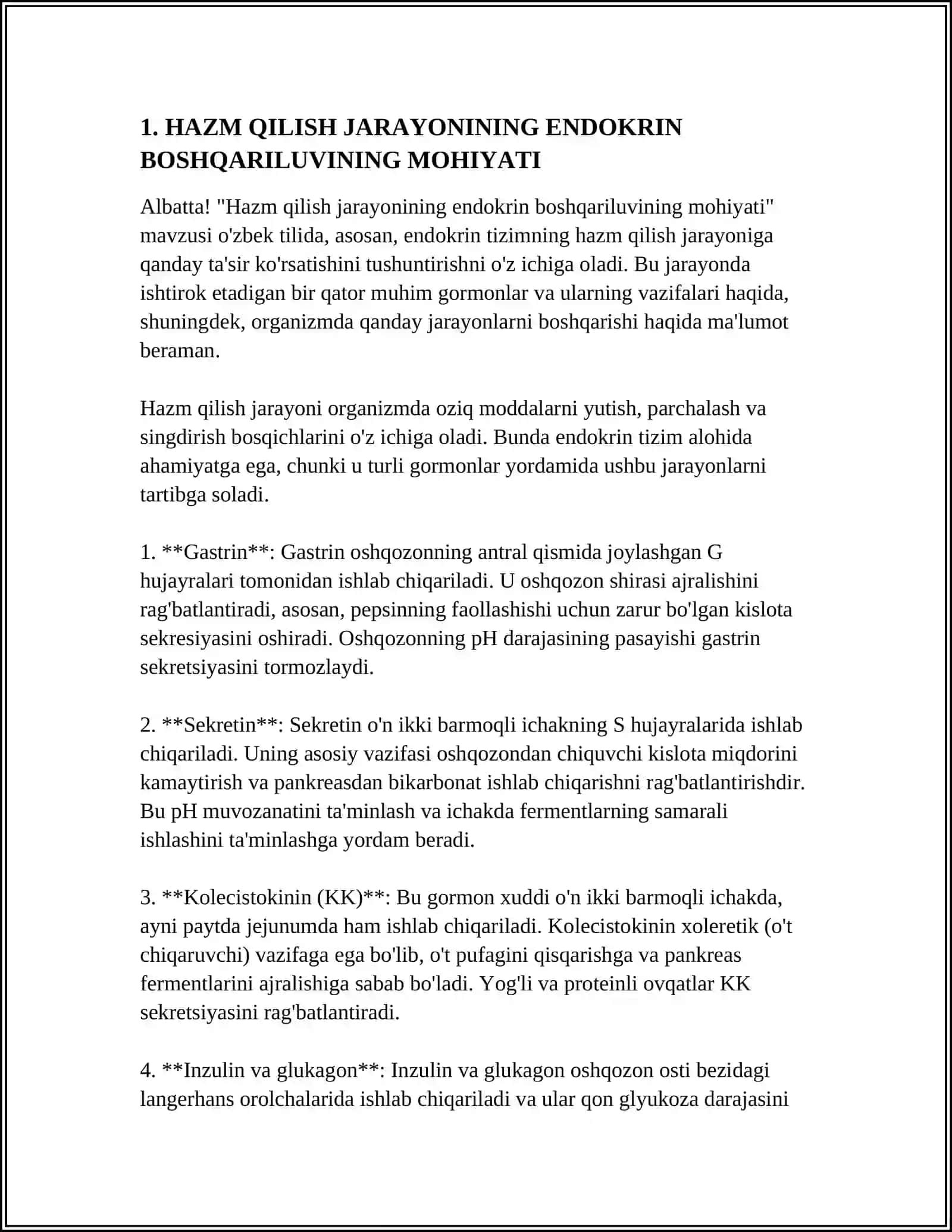 HAZM QILISH JARAYONINING ENDOKRIN BOSHQARILUVI. ME’DA ICHAK NAYINING ENDOKRIN HUJAYRALARI 3