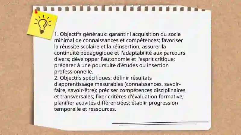 Fiche pédagogique pour l'enseignement secondaire inachevé 3