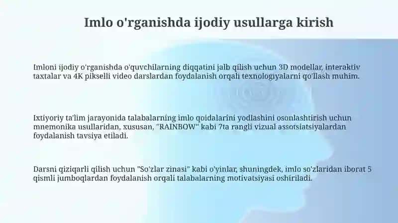 Orfografiyani o'rganishda kreativ metod va usullar 3