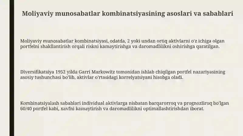 Moliya munosabatlari kombinatsiyasi 3