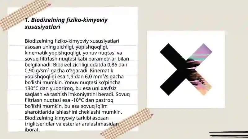 Biodizelning fiziko-kimyoviy xususiyatlari 3