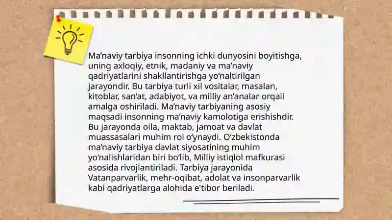 Ma’naviy- axloqiy tarbiya haqida tushuncha. Aqliy tarbiya haqida tushuncha. 3