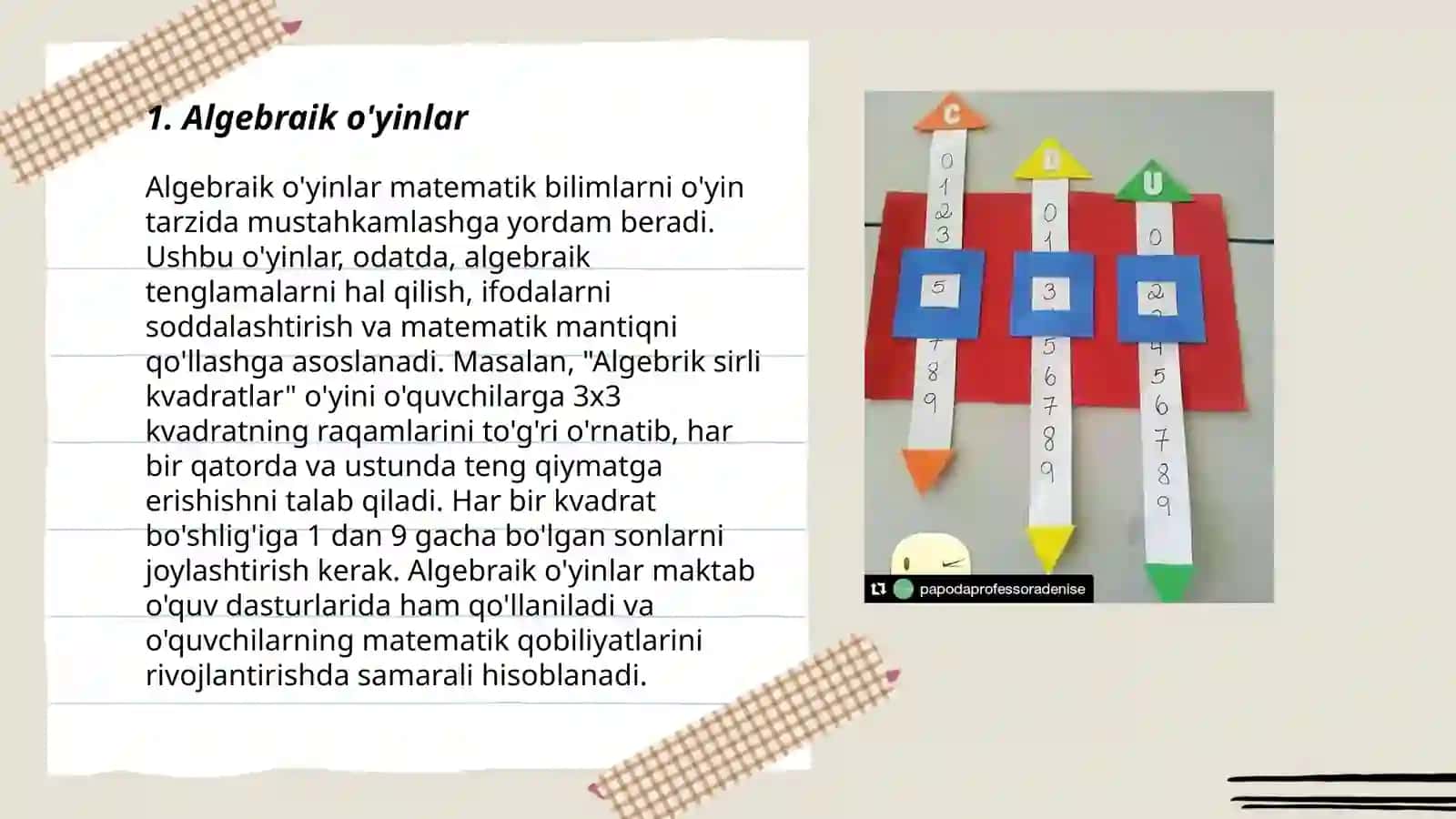 Matematik o'yinlar 3