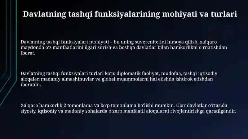 Davlatning tashqi funksiyalari 3
