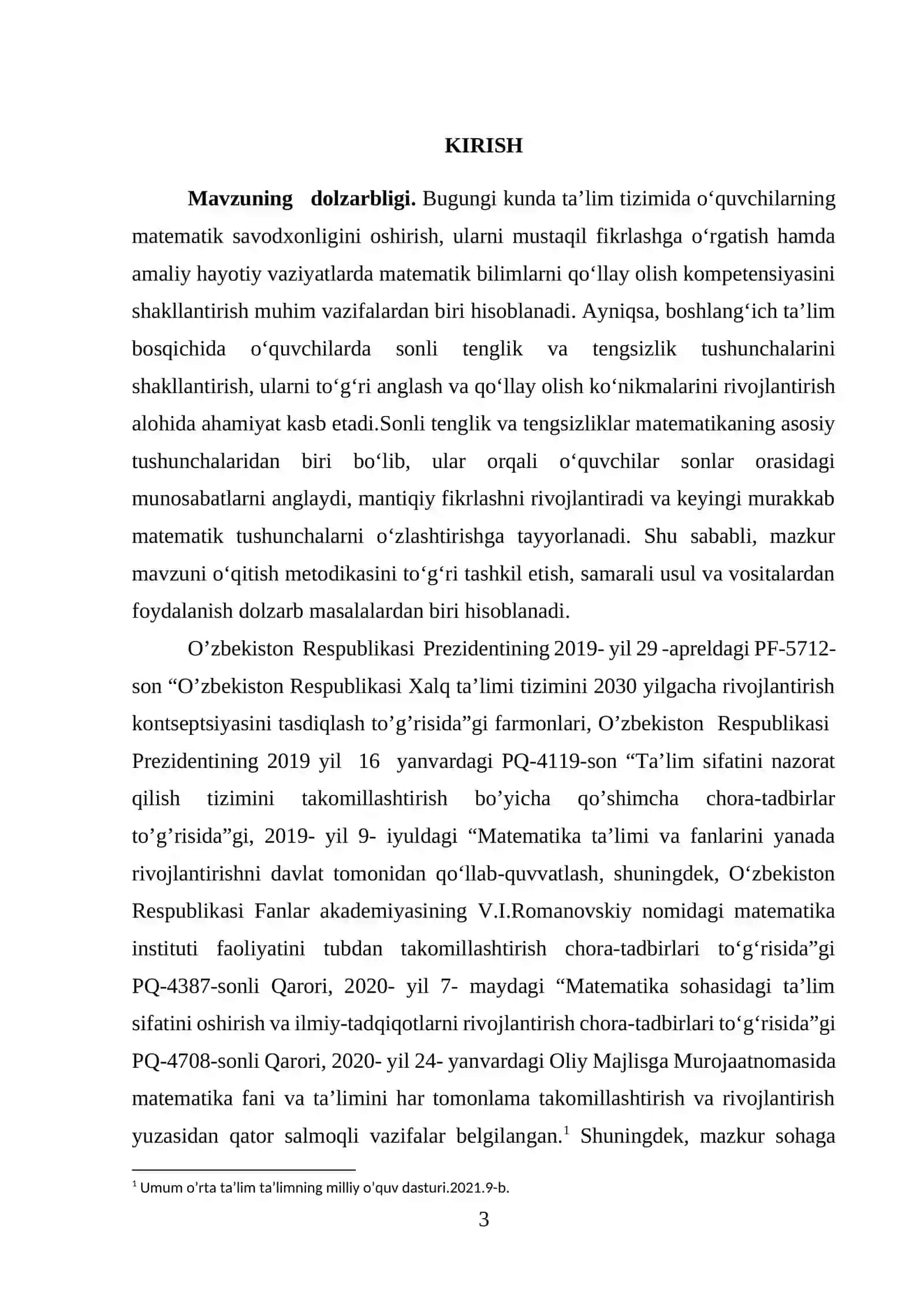SONLI TENGLIK, TENGSIZLIK  VA UNI YECHISHGA O’RGATISH METODIKASI 3