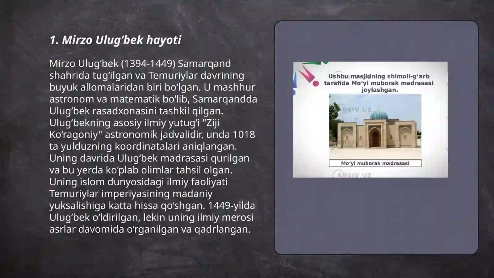 Mirzo Ulug‘bekning Hayoti 3