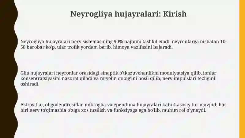 Neyrogliya hujayralarining xillari va funksiyalari 3