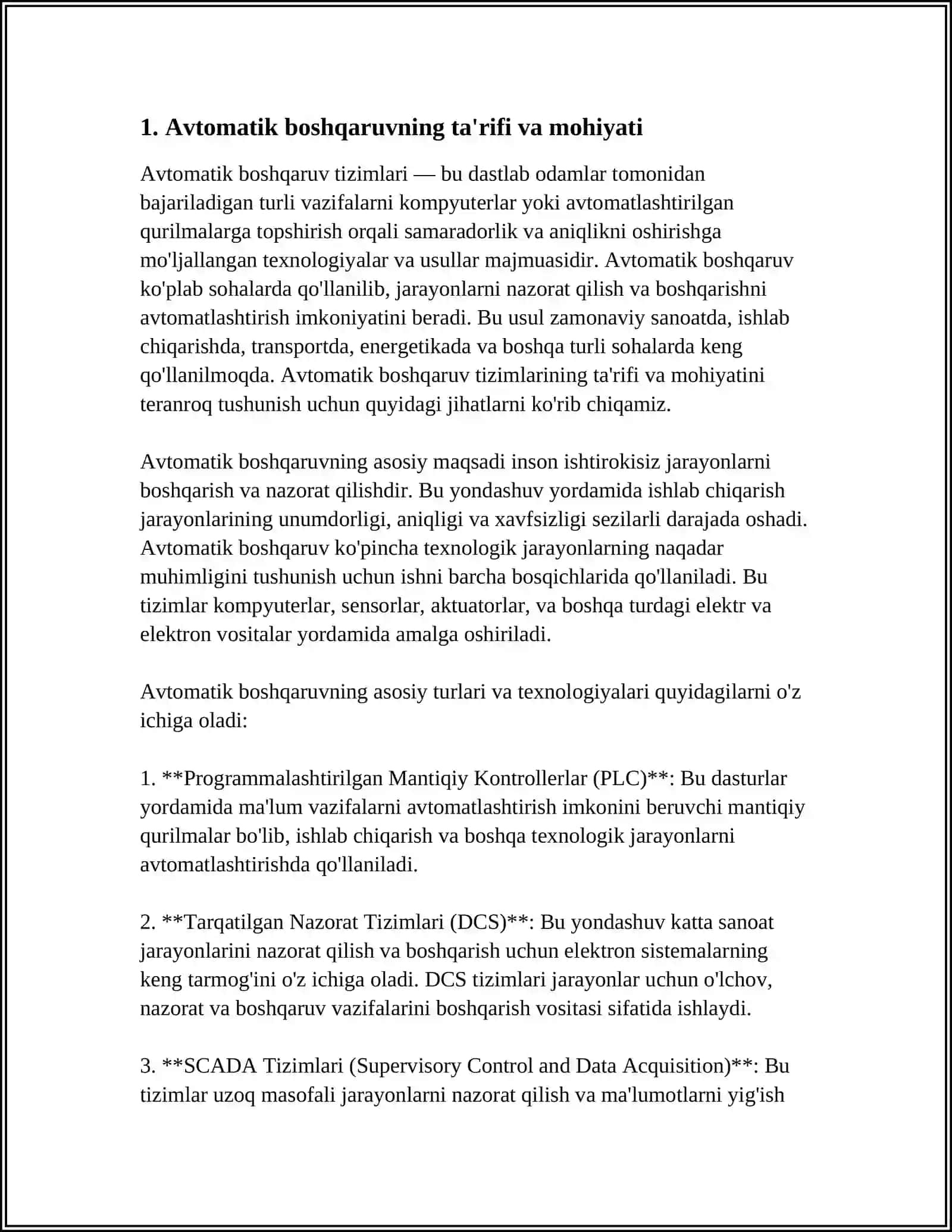 AVTOMATIK BOSHQARUV HAQIDA TUSHUNCHA 3