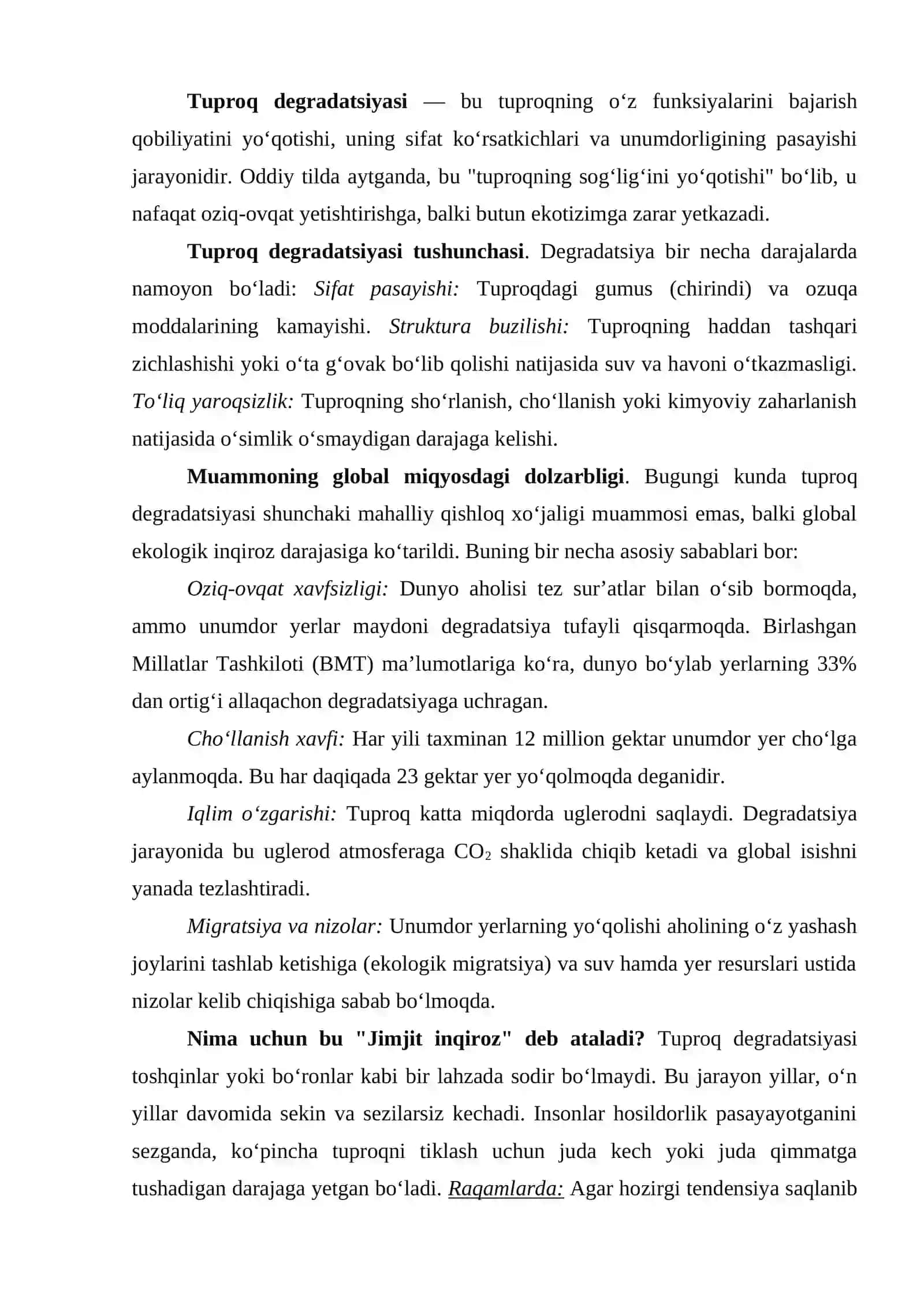 Tuproq degradatsiyasining rivojlanishi 3