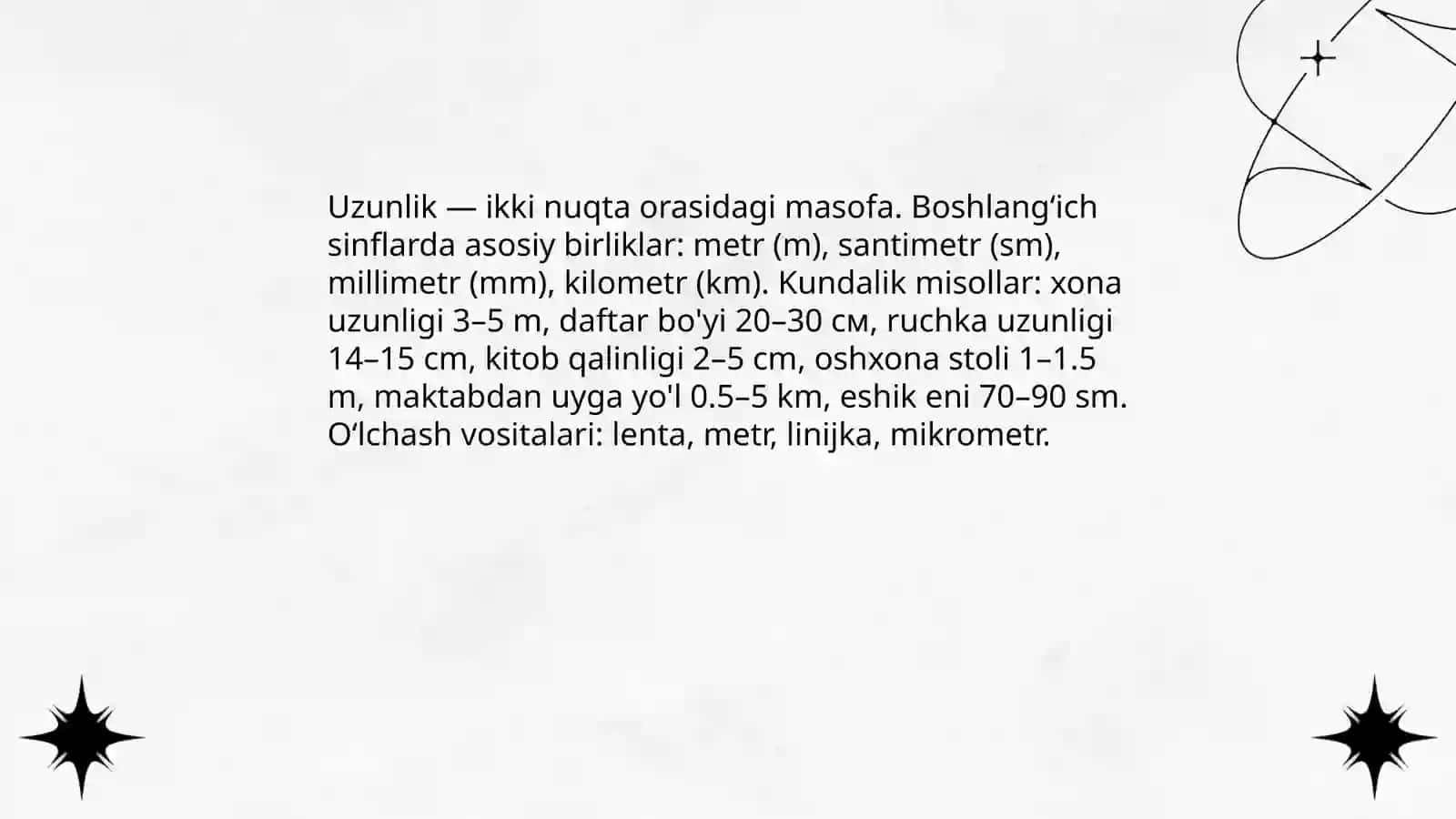 Uzunlik va yuza oʻlchov birliklari 3