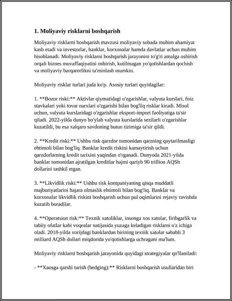 Moliyaviy risklarni boshqarish 3