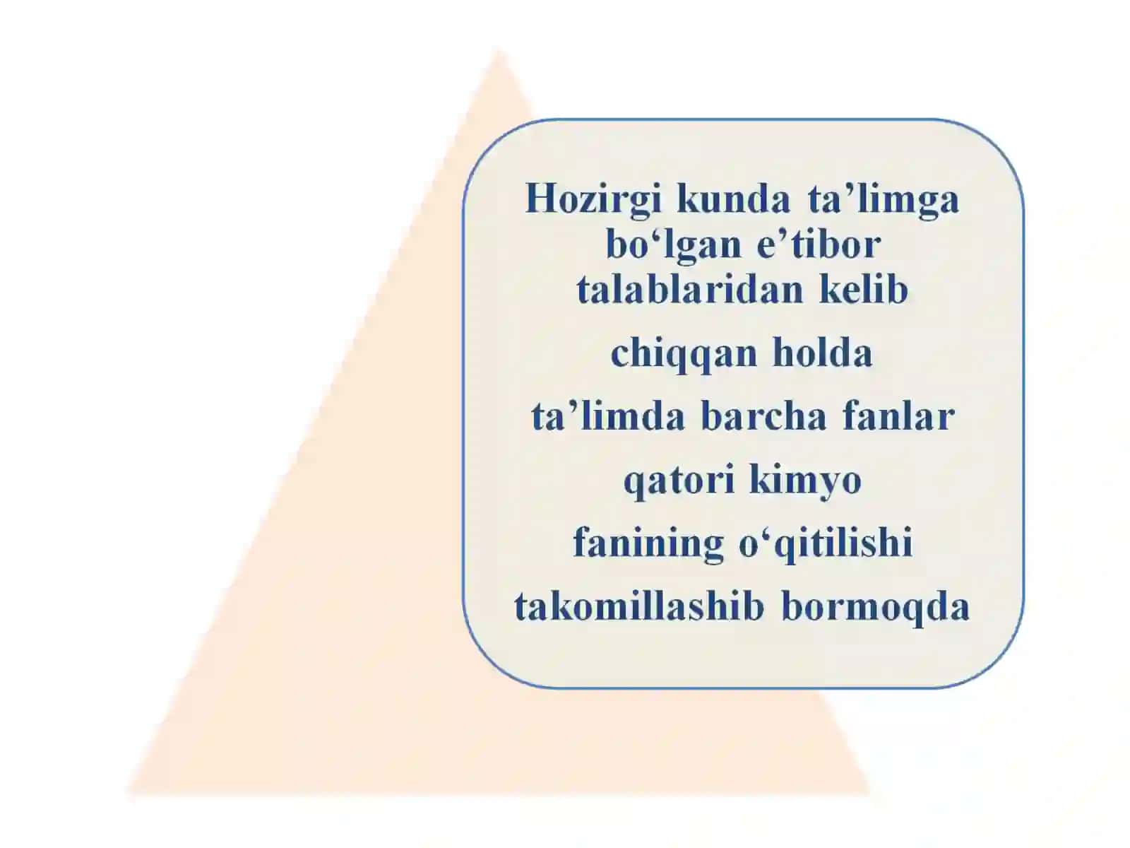 KIMYO FANIDAN BILIM SAMARADORLIGINI OSHIRAYLIK 3