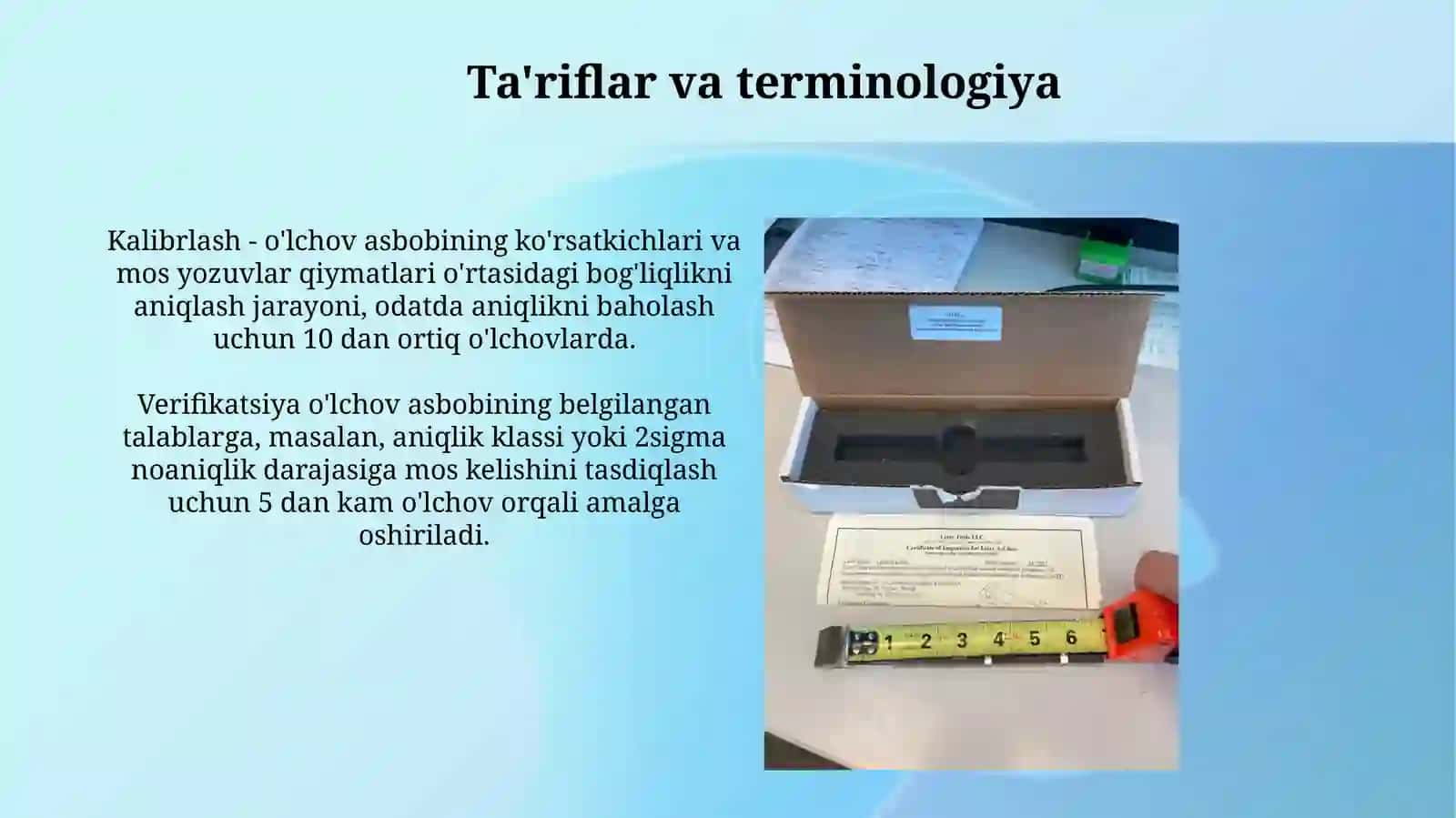 O'lchov asboblarini tekshirish, kalibrlash 3