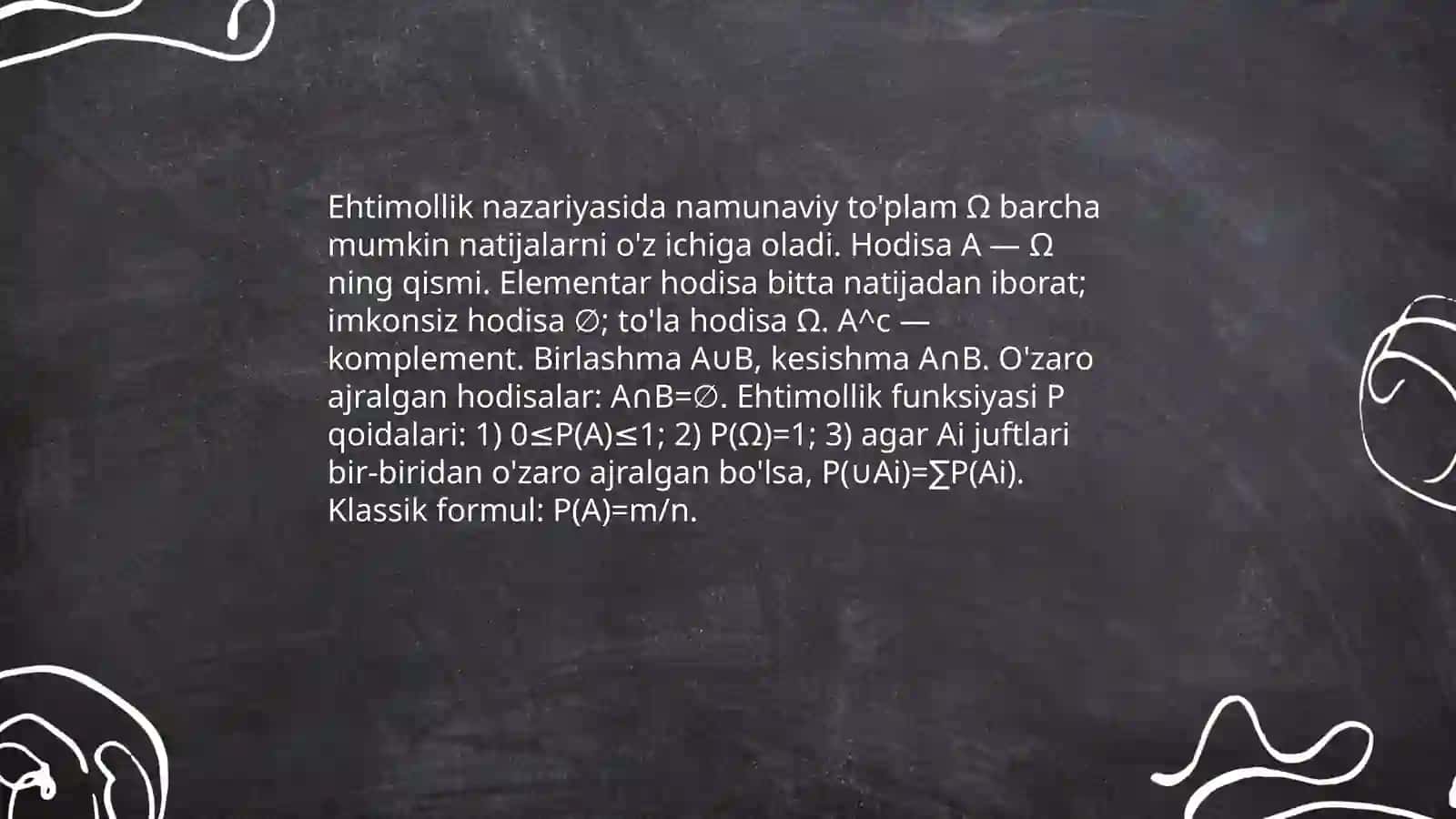 Ehtimolliklarni qo'shish va ko'paytirish teoremalari 3