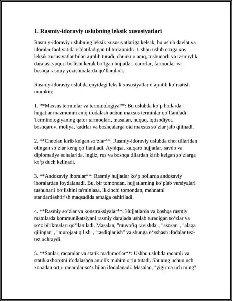 RASMIY-IDORAVIY USLUBLARNING LEKSIK, GRAMMATIK XUSUSIYATLAR 3