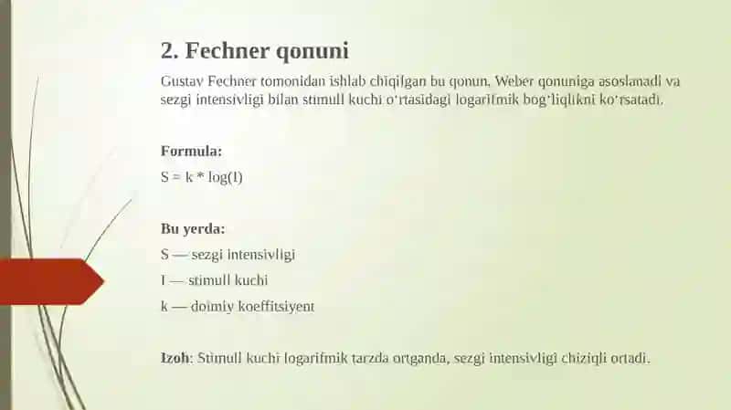 Sezgi psixofizikasi Asosiy tushunchalar 3