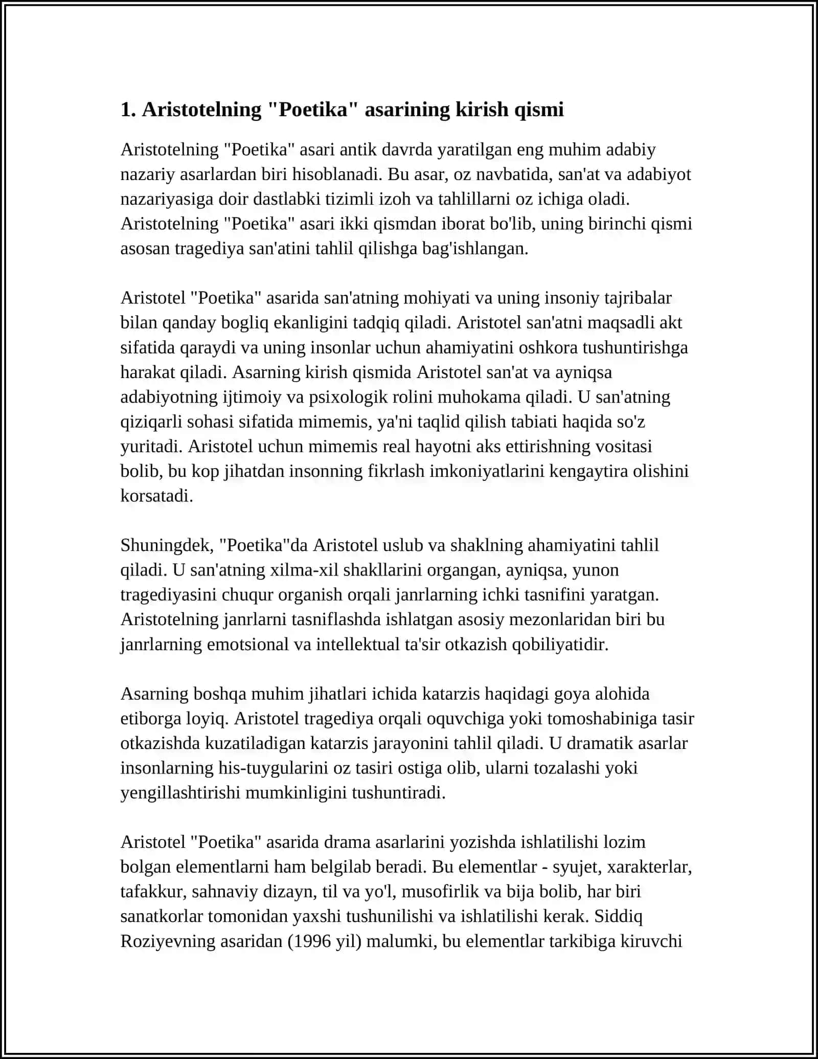 Aristotelning Poetika asari haqida 3