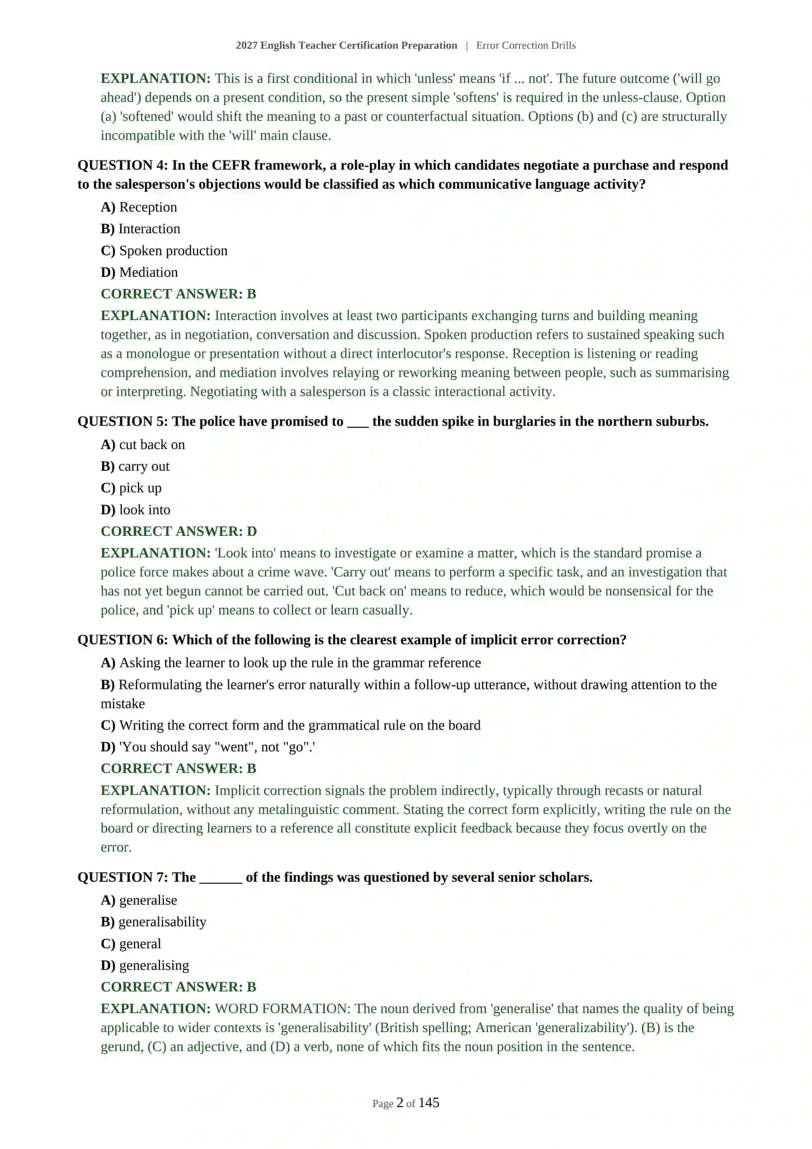 2027 English Teacher Certification Preparation | Error Correction Drills 3
