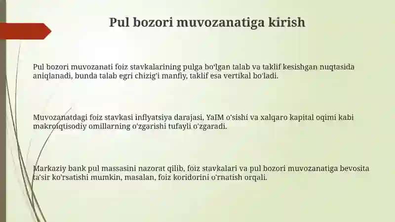 Pul bozori muvozanati 3