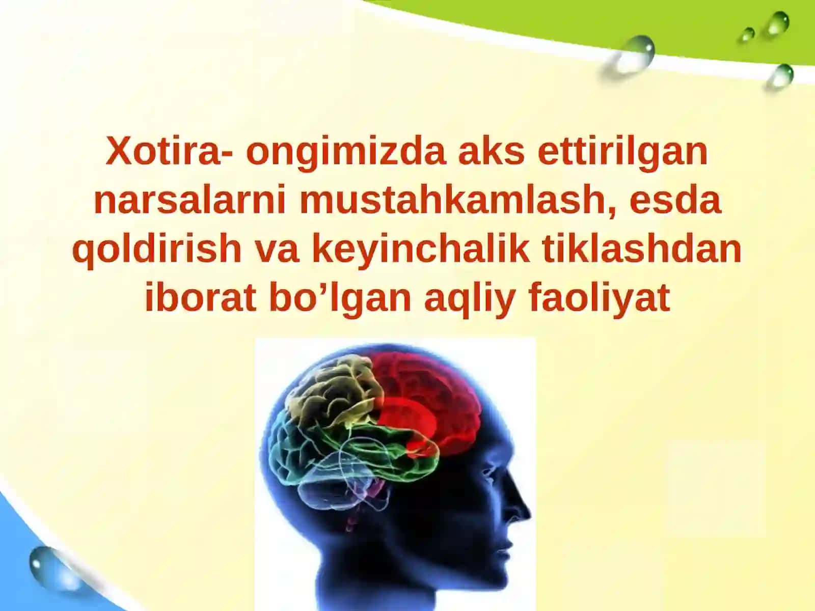Xotiravafaoliyat.Xotiranieksprementalo’rganish 3